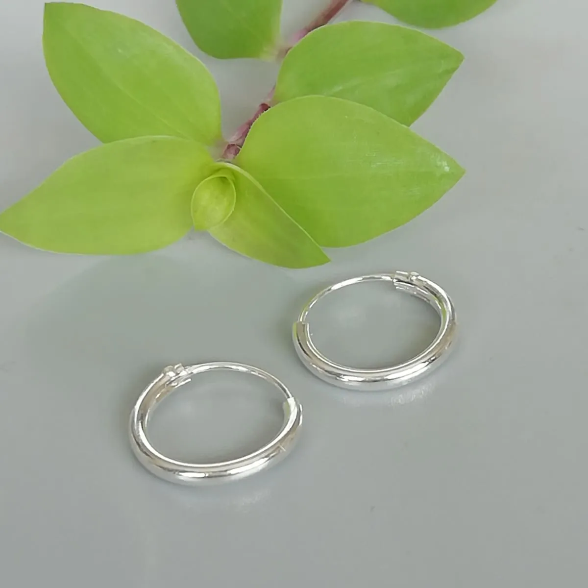 12 mm silver hoops | Silver hoop earrings | Minimalist hoops | Silver ear hoops | E925