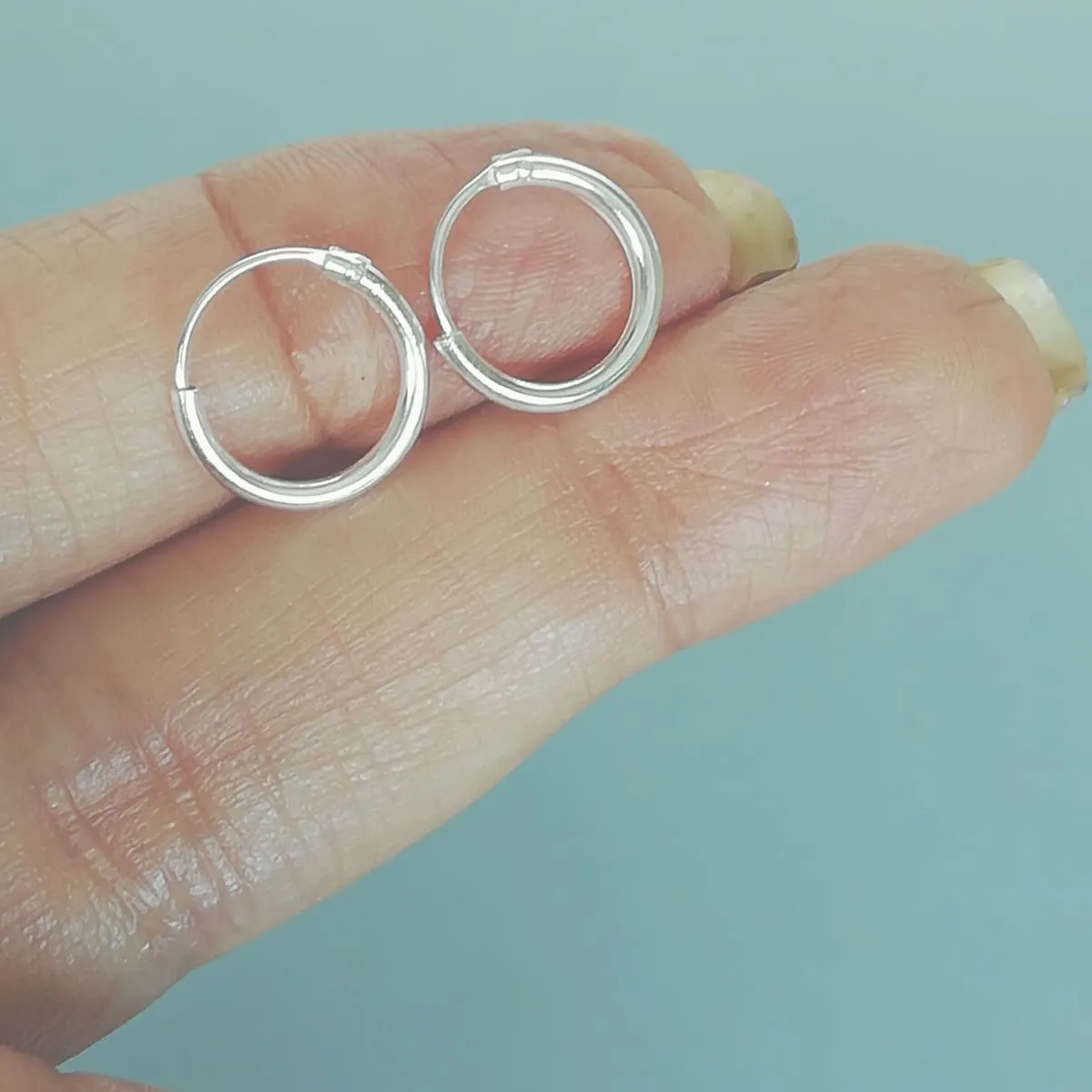 12 mm silver hoops | Silver hoop earrings | Minimalist hoops | Silver ear hoops | E925