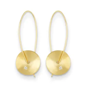 14K Satin Diamond Disc Threader Earrings