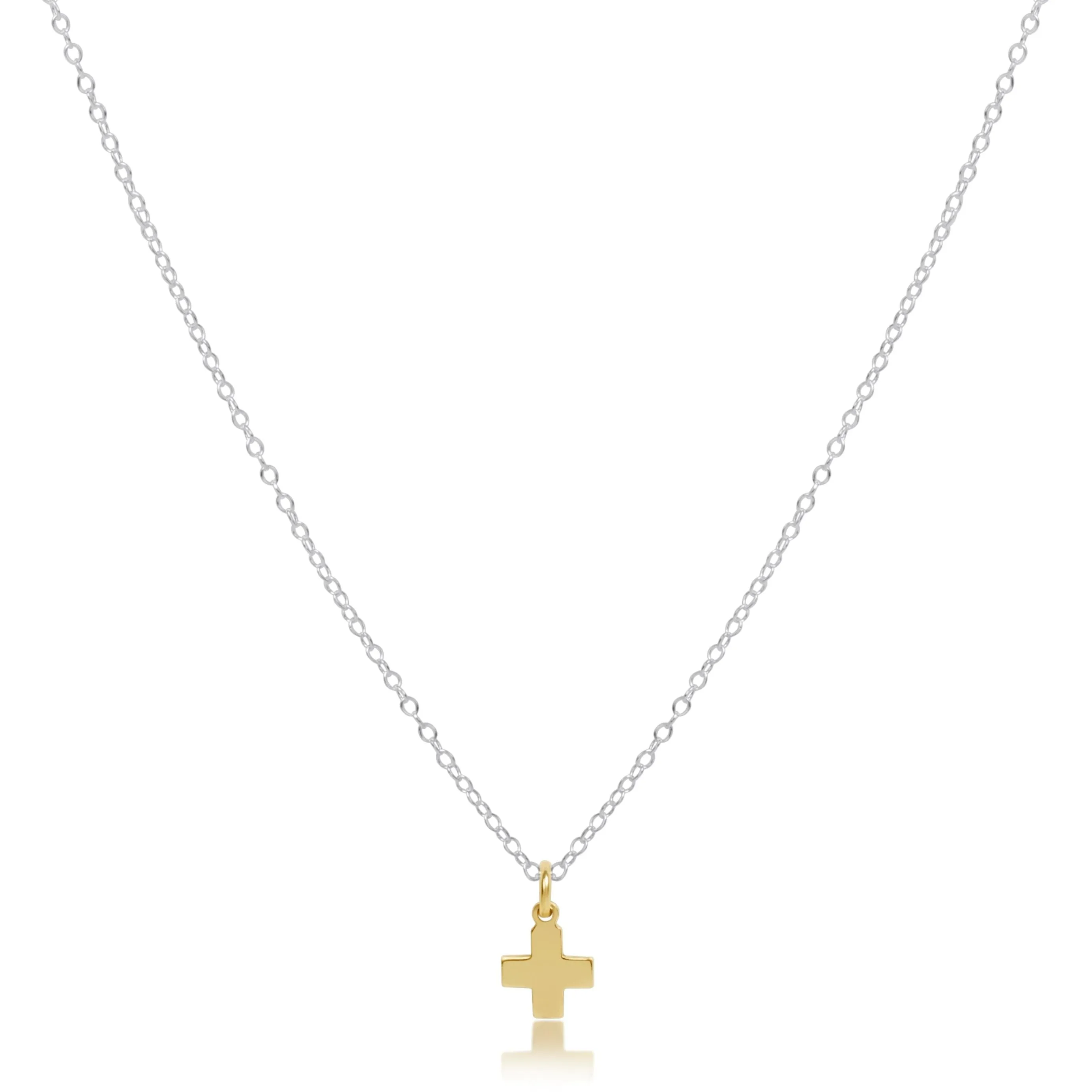 16" Necklace Sterling Mixed Metal - Signature Cross Gold Charm