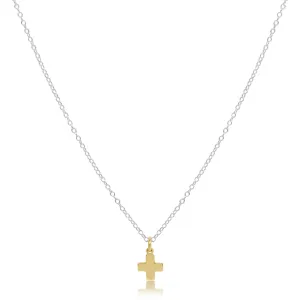 16" Necklace Sterling Mixed Metal - Signature Cross Gold Charm
