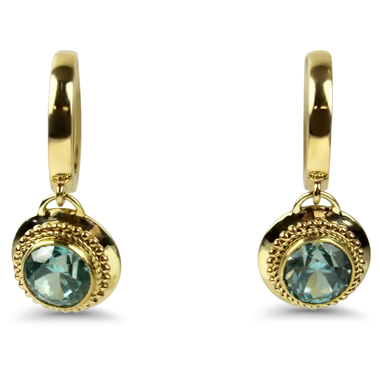 1870 Collection 14K Yellow Gold Zircon Drop Huggie Earrings