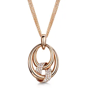 18ct Rose Gold Oval Triple Twist Diamond Pendant