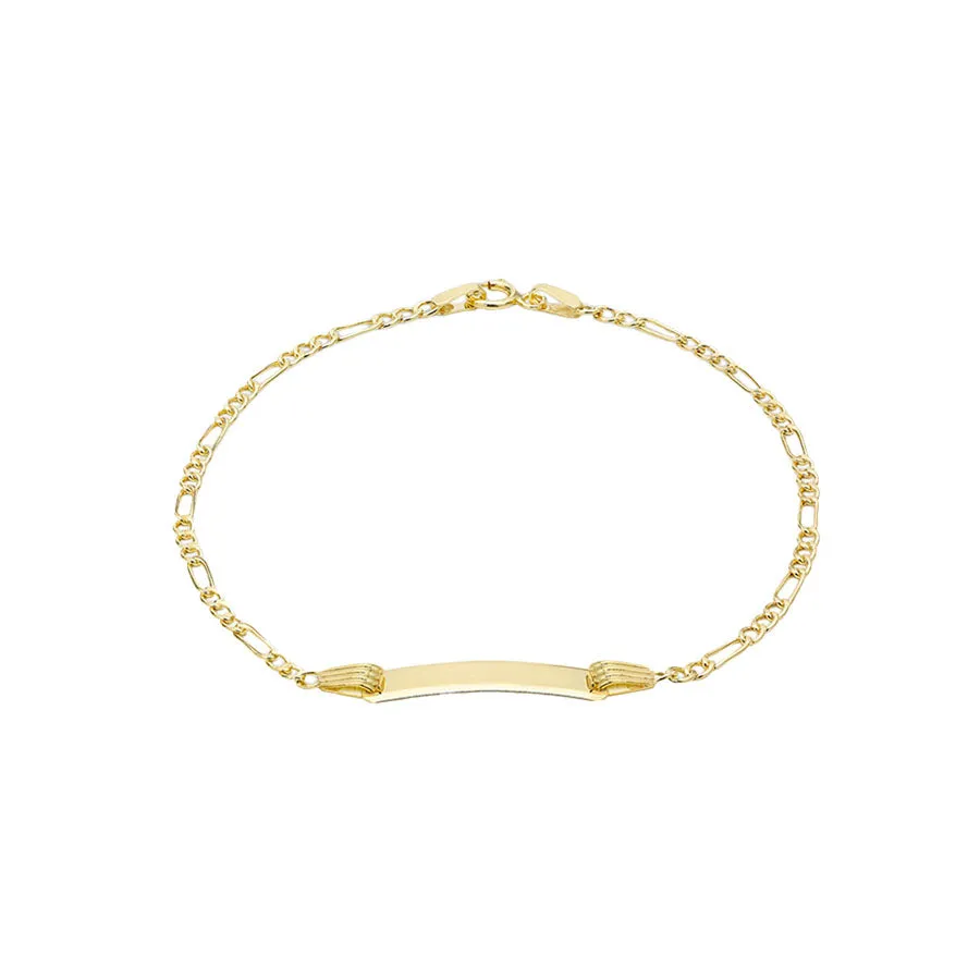 18ct Yellow Gold Figaro ID Chain Bracelet