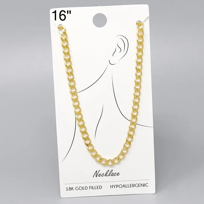 18K Gold Filled Curb Chain Necklace - 16"