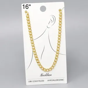18K Gold Filled Curb Chain Necklace - 16"