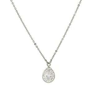 1928 Jewelry Teardrop Cubic Zirconia Pendant Necklace 16"   3" Extender