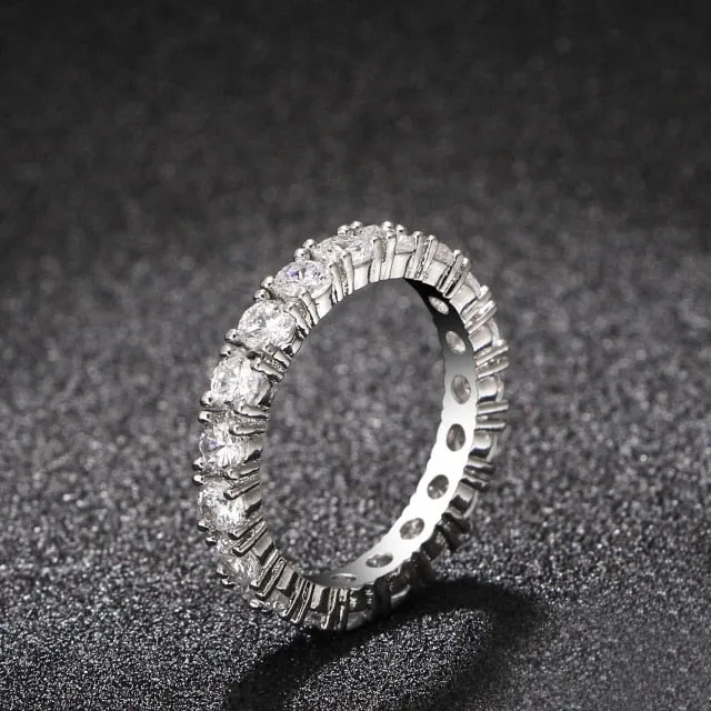 2025 Luxury Brand Jewelry White  Color Inlay Cubic Zirconia Unique Shaped Ring