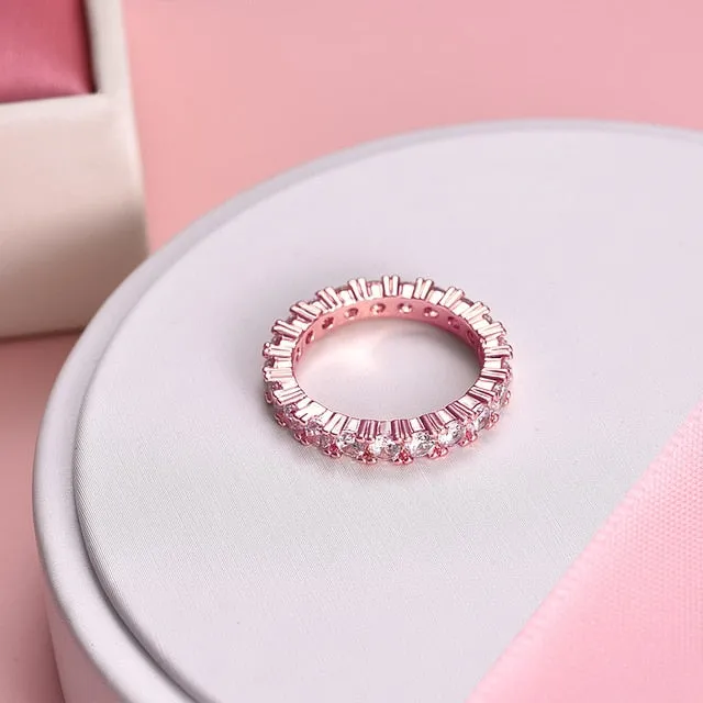 2025 Luxury Brand Jewelry White  Color Inlay Cubic Zirconia Unique Shaped Ring