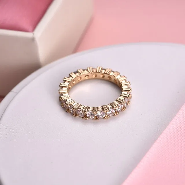 2025 Luxury Brand Jewelry White  Color Inlay Cubic Zirconia Unique Shaped Ring