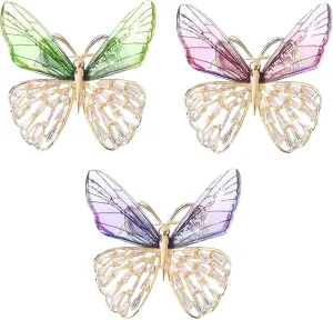 3 Pcs Butterfly Brooches for Women Butterfly Crystal Pins Trendy Butterfly Brooch Colorful Butterfly Wings Brooch Jewelfy Gift for Party, Wedding and Anniversary