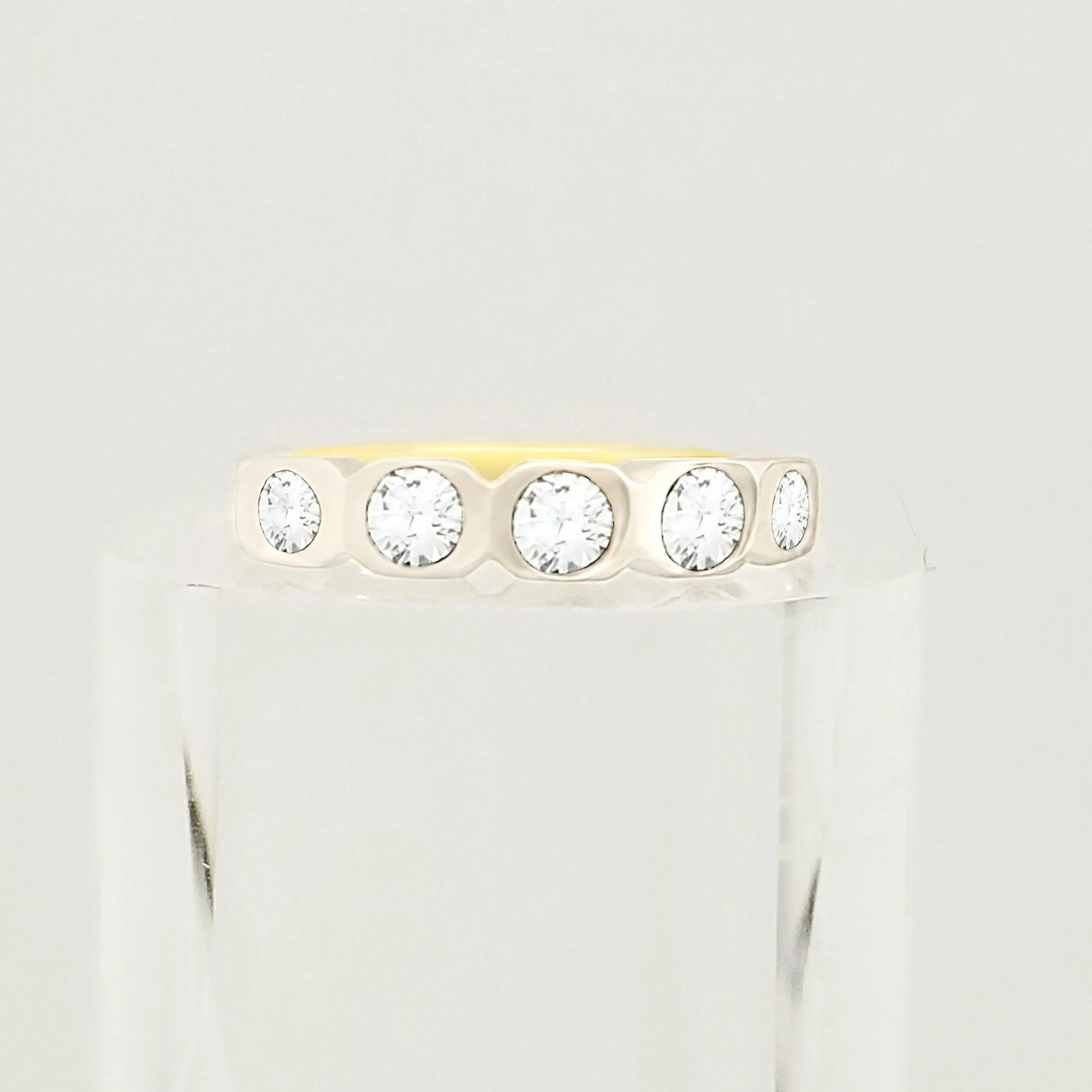 9 kt Yellow Gold Cubic Zircon Half Eternity Ring