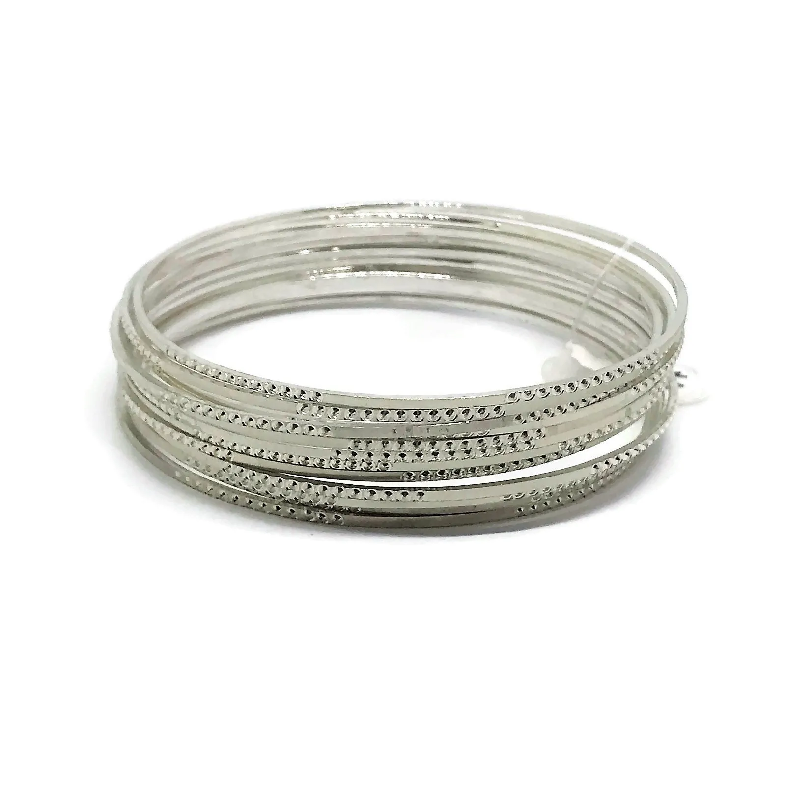 925 Sterling Silver Bangle Bracelet - Set of Twelve(Style#05)