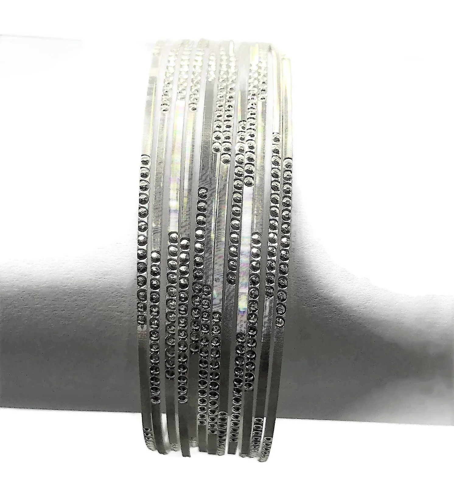 925 Sterling Silver Bangle Bracelet - Set of Twelve(Style#05)