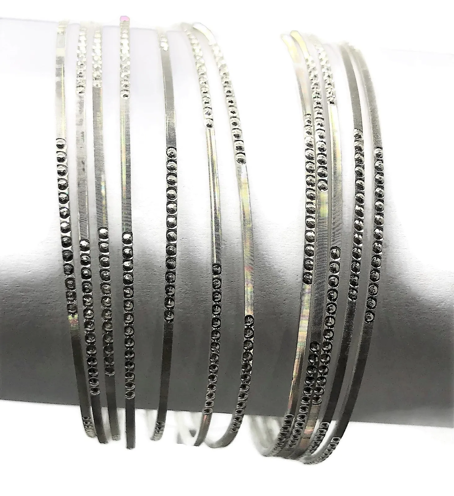 925 Sterling Silver Bangle Bracelet - Set of Twelve(Style#05)