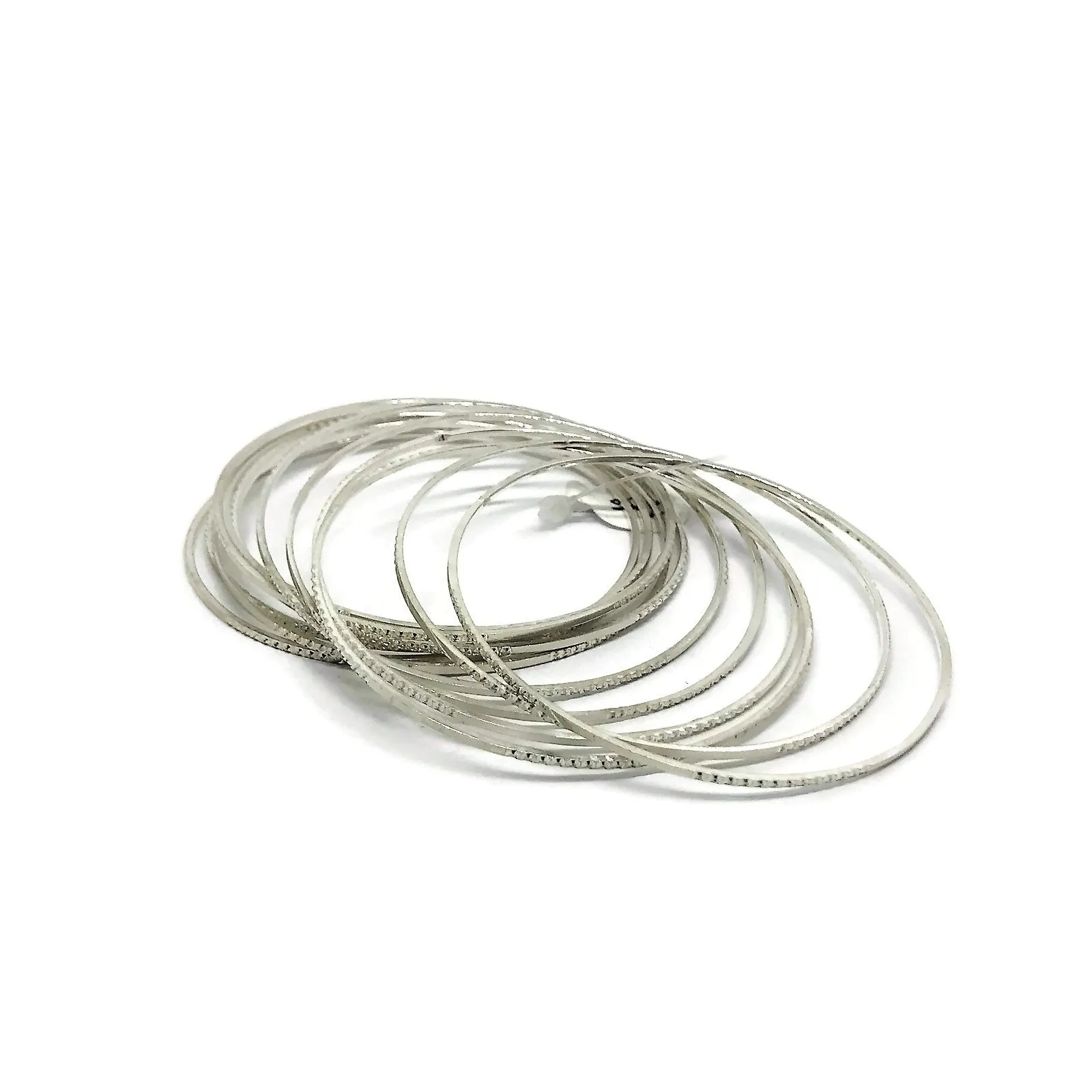 925 Sterling Silver Bangle Bracelet - Set of Twelve(Style#05)