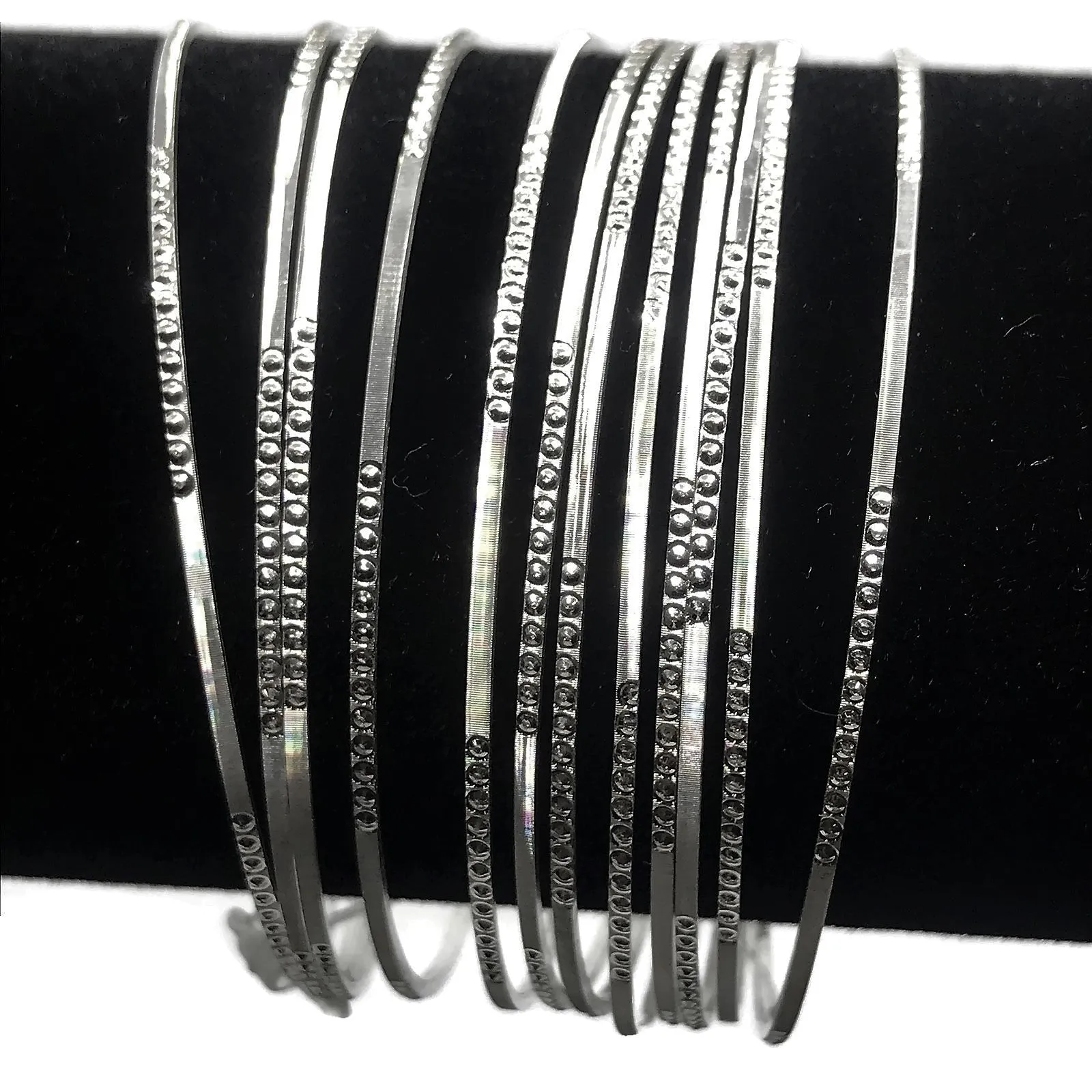 925 Sterling Silver Bangle Bracelet - Set of Twelve(Style#05)