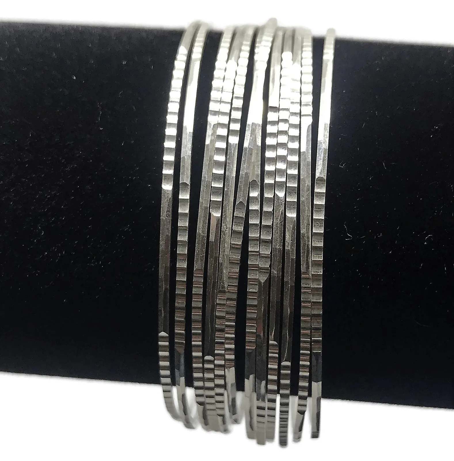 925 Sterling Silver Bangle Bracelet - Set of Twelve(Style#07)