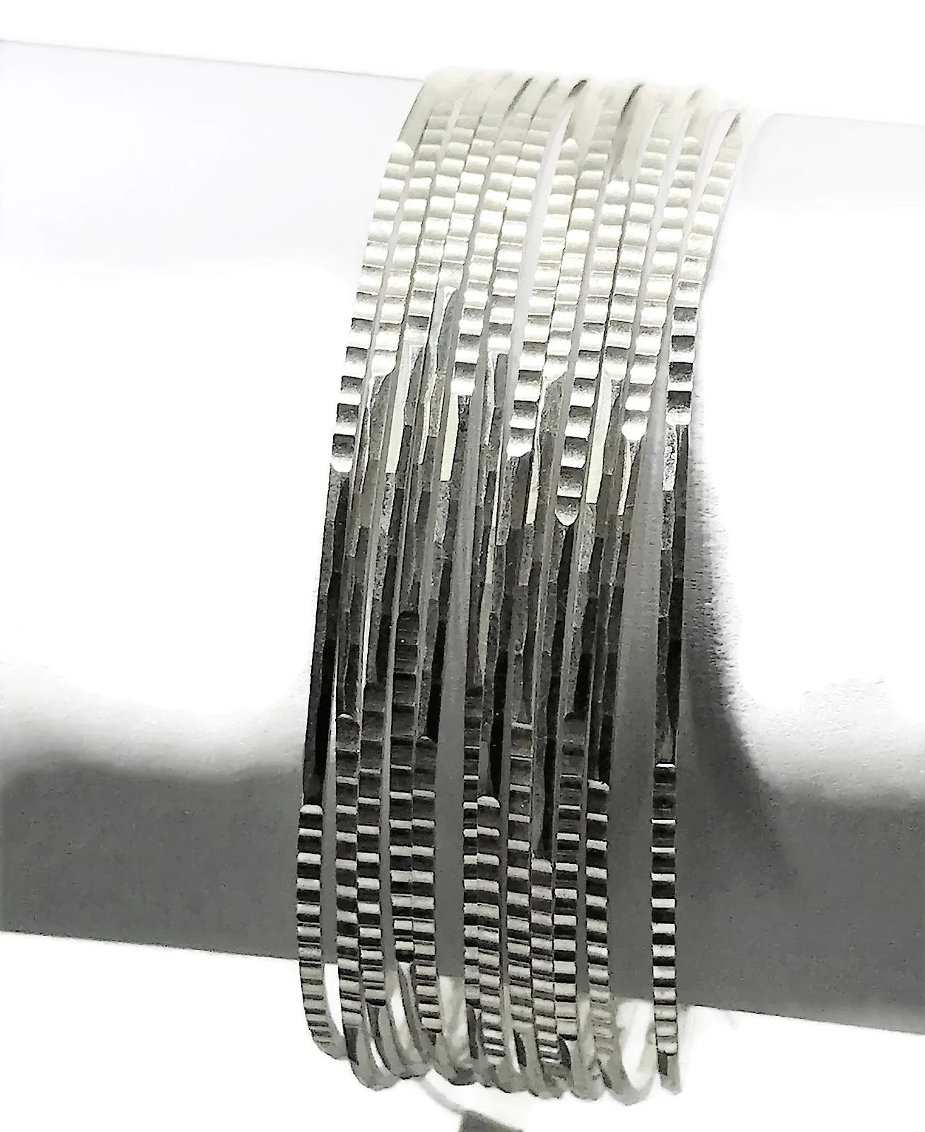 925 Sterling Silver Bangle Bracelet - Set of Twelve(Style#07)