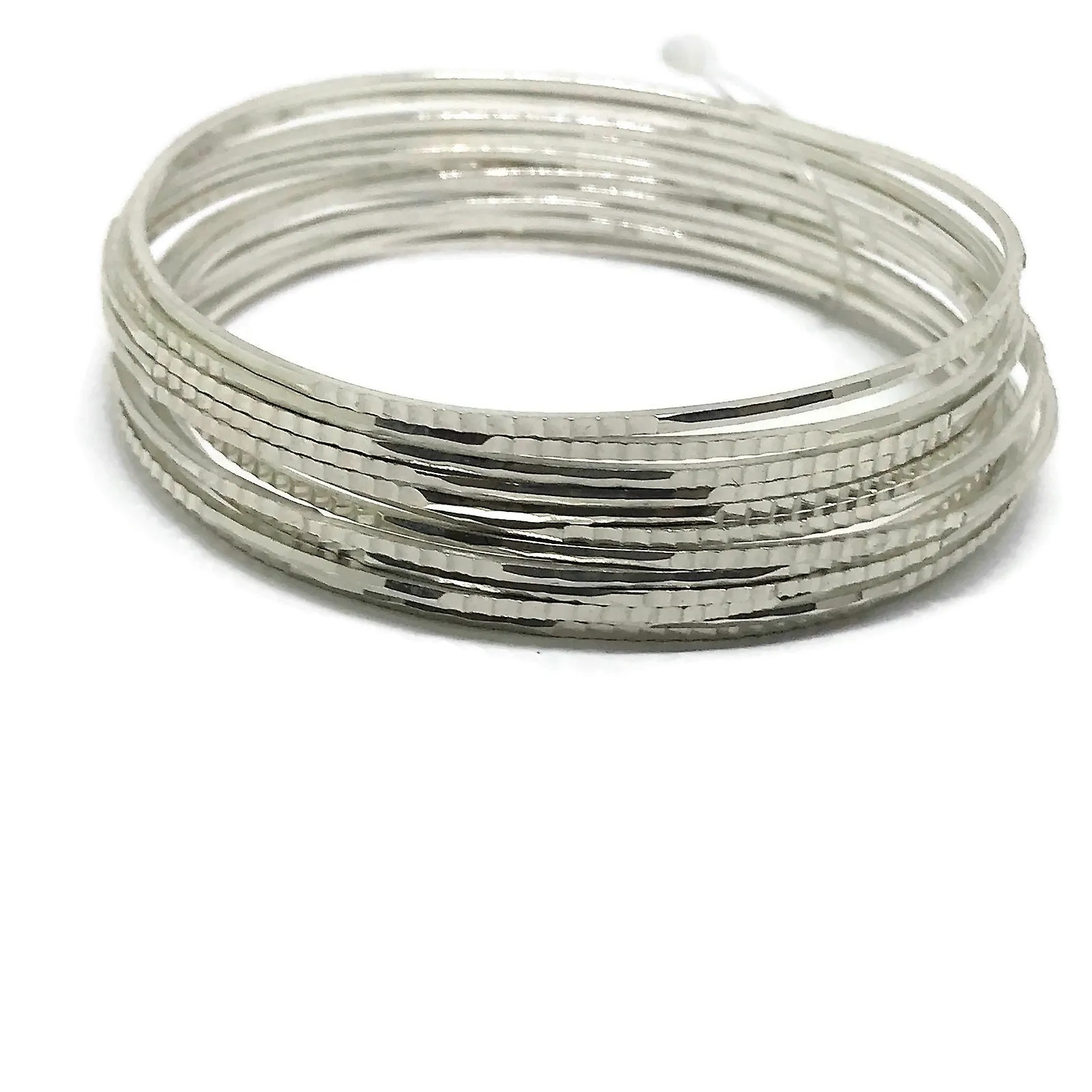 925 Sterling Silver Bangle Bracelet - Set of Twelve(Style#07)