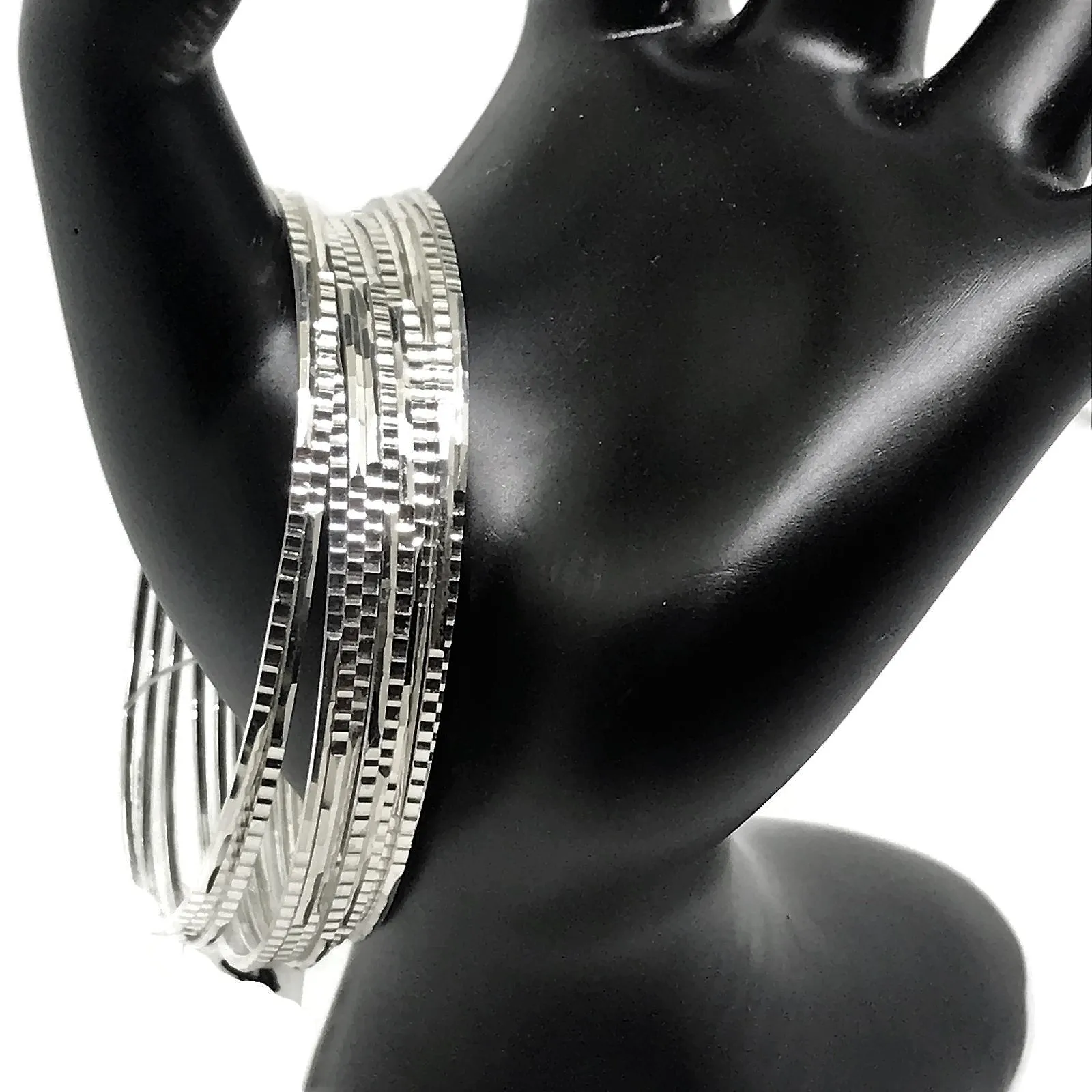 925 Sterling Silver Bangle Bracelet - Set of Twelve(Style#07)
