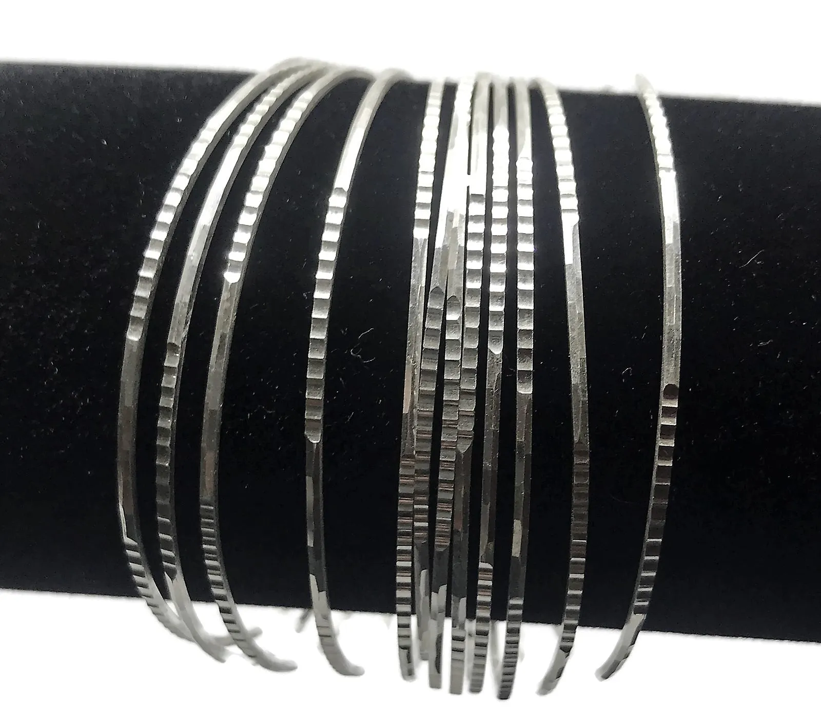 925 Sterling Silver Bangle Bracelet - Set of Twelve(Style#07)