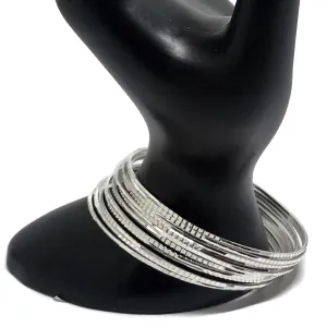 925 Sterling Silver Bangle Bracelet - Set of Twelve(Style#07)