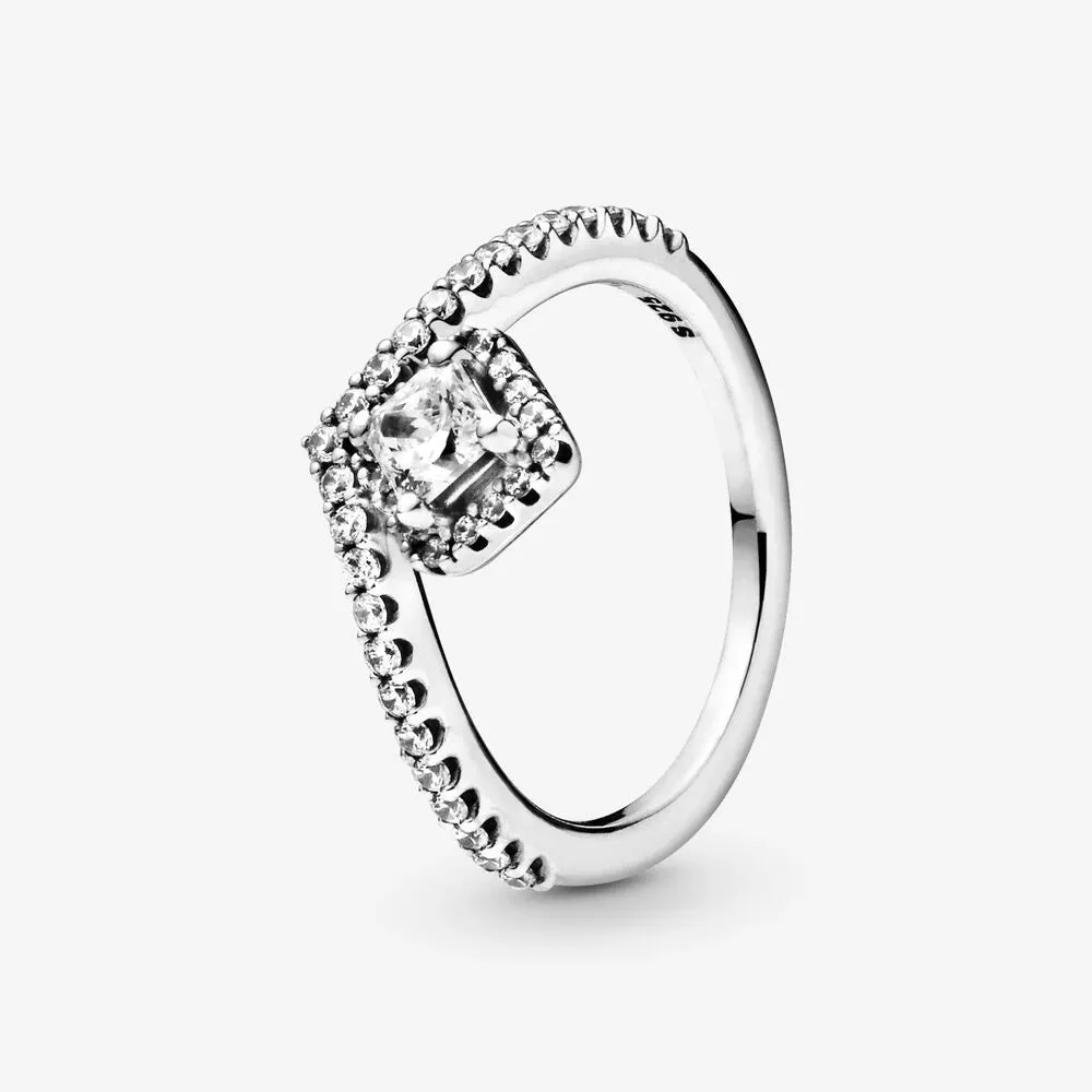 925 Sterling Silver Rings For Women Original Crown Heart Wishbone Engagement Wedding Rose Gold Crystal Ring Luxury Jewelry