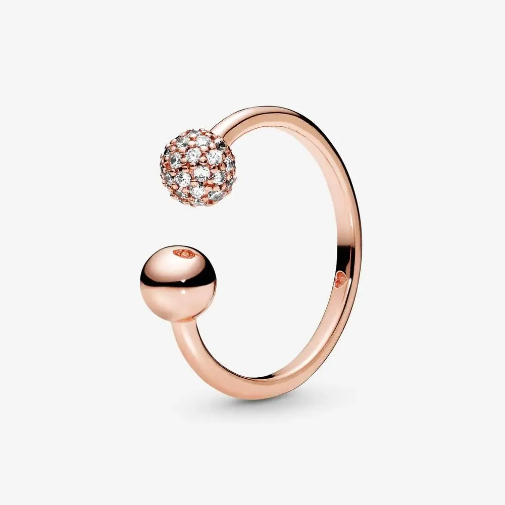 925 Sterling Silver Rings For Women Original Crown Heart Wishbone Engagement Wedding Rose Gold Crystal Ring Luxury Jewelry