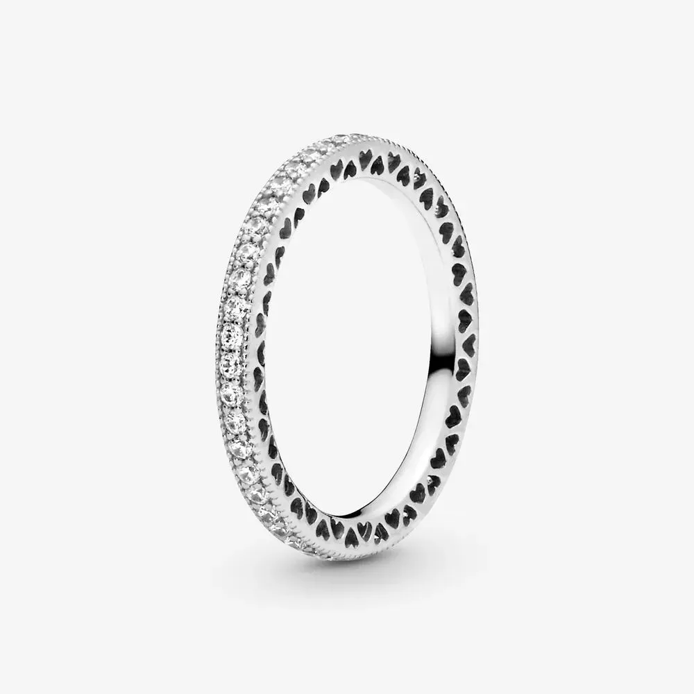 925 Sterling Silver Rings For Women Original Crown Heart Wishbone Engagement Wedding Rose Gold Crystal Ring Luxury Jewelry