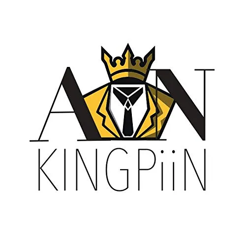 A N KINGPiiN Lapel Pin for Men Stone Detailing with Engraving Metal Crystal Chain Brooch Suit Stud, Shirt Studs Men's Accessories (Gold-Black)