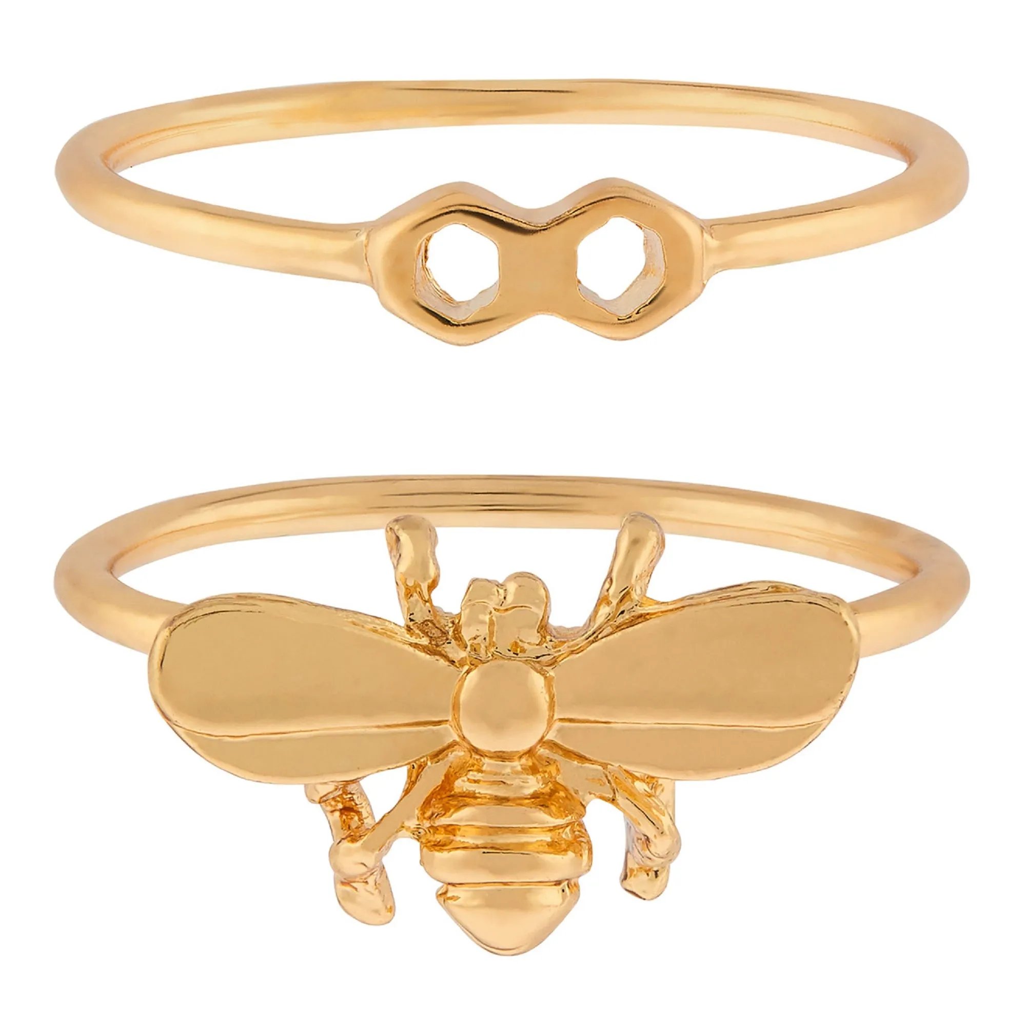 Accessorize London Women's Pack Of 2 Bee Stacking Rings