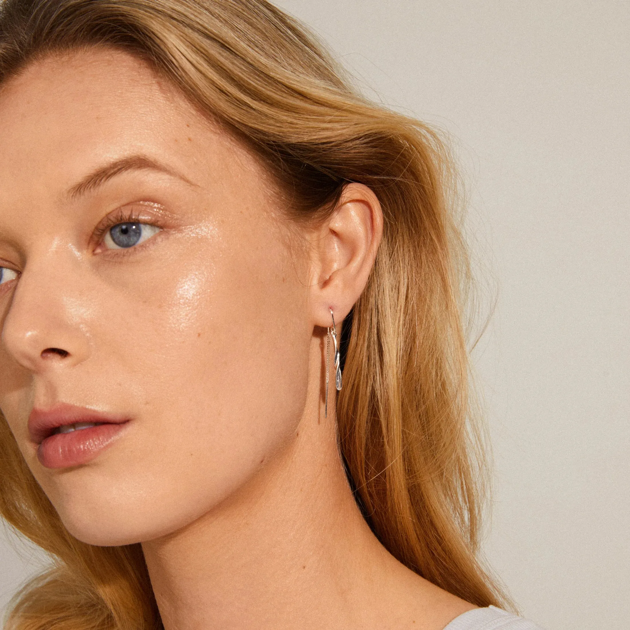 Alberte Silver Plated Pull Through Earrings