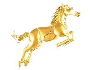 Alilang Golden Tone Plated Galloping Horse Jockey Equestrian Animal Fashion Pin Brooch