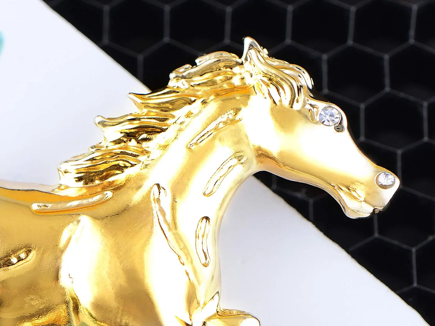 Alilang Golden Tone Plated Galloping Horse Jockey Equestrian Animal Fashion Pin Brooch