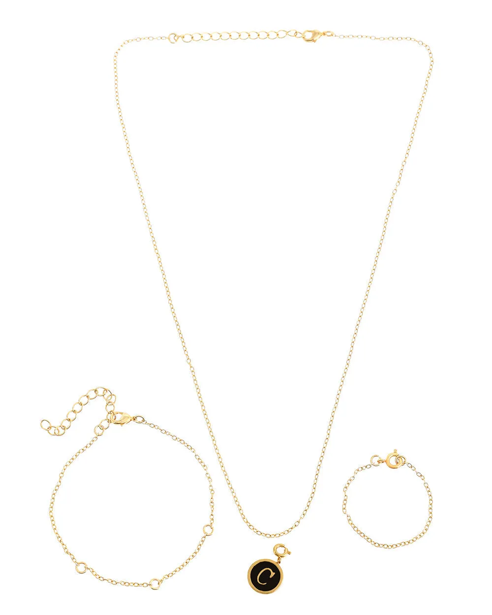 Alphabet C Black Enamel Charm - Voylla