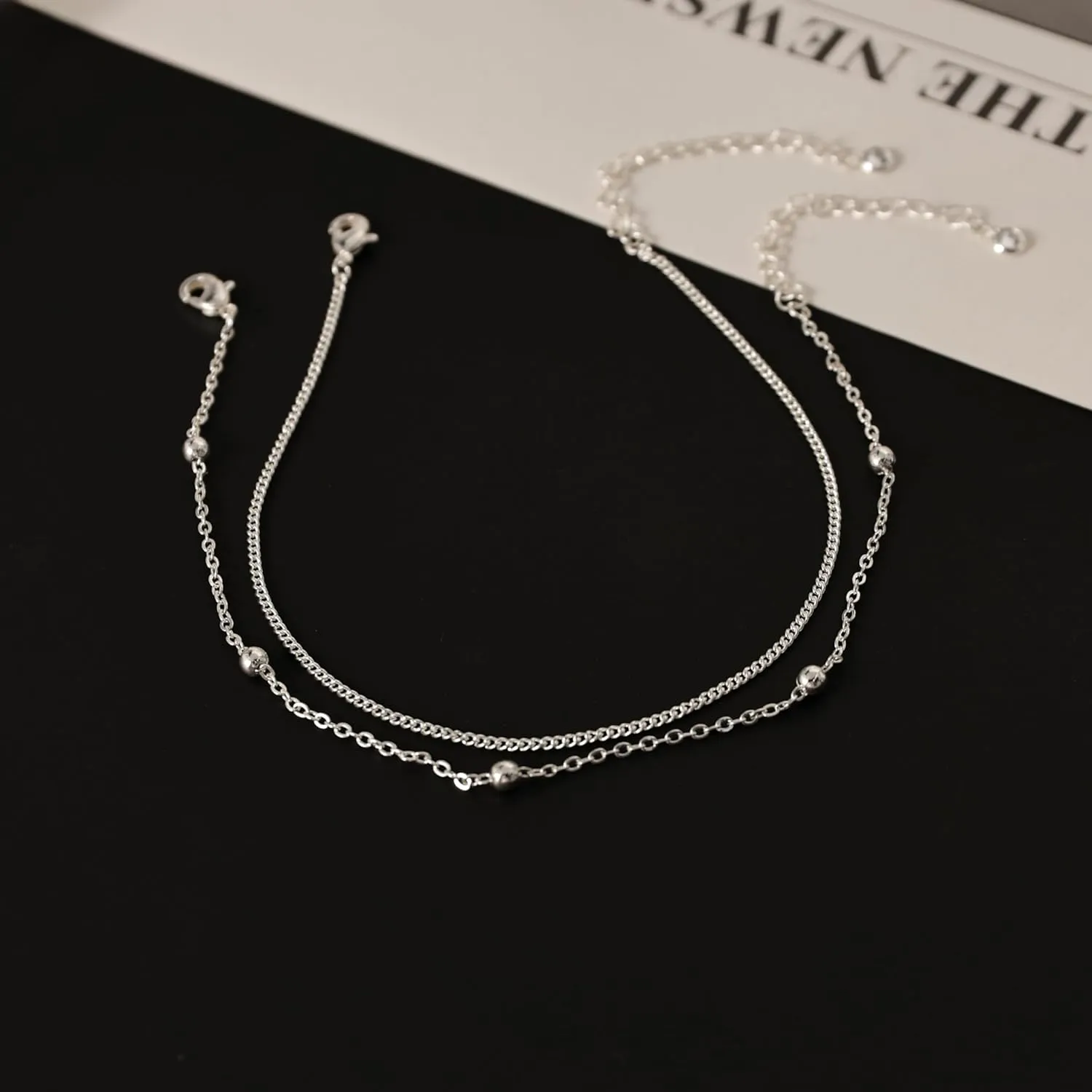 Ankle Bracelets for Women, Dainty 14K Gold Plated Beaded Chain Anklets Set Stackable Gold Anklets for Women Waterproof Layered Anklet Bracelet Cute Beach Summer Jewelry for Women