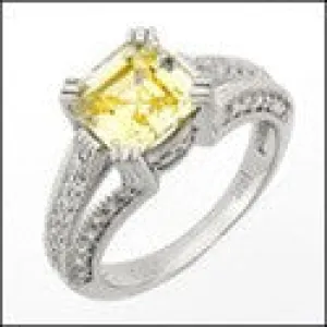 Anniversary 2.5 Yellow Asscher Ct Pave Round Cubic Zirconia Cz Ring