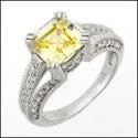 Anniversary 2.5 Yellow Asscher Ct Pave Round Cubic Zirconia Cz Ring