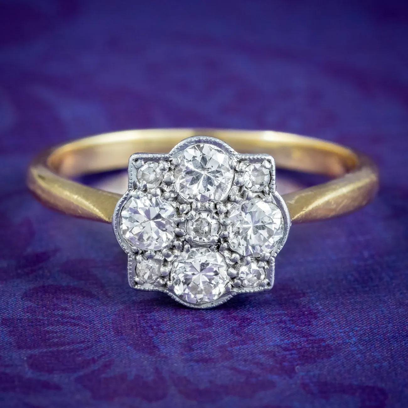 Antique Edwardian Diamond Cluster Ring 0.50ct Of Diamond