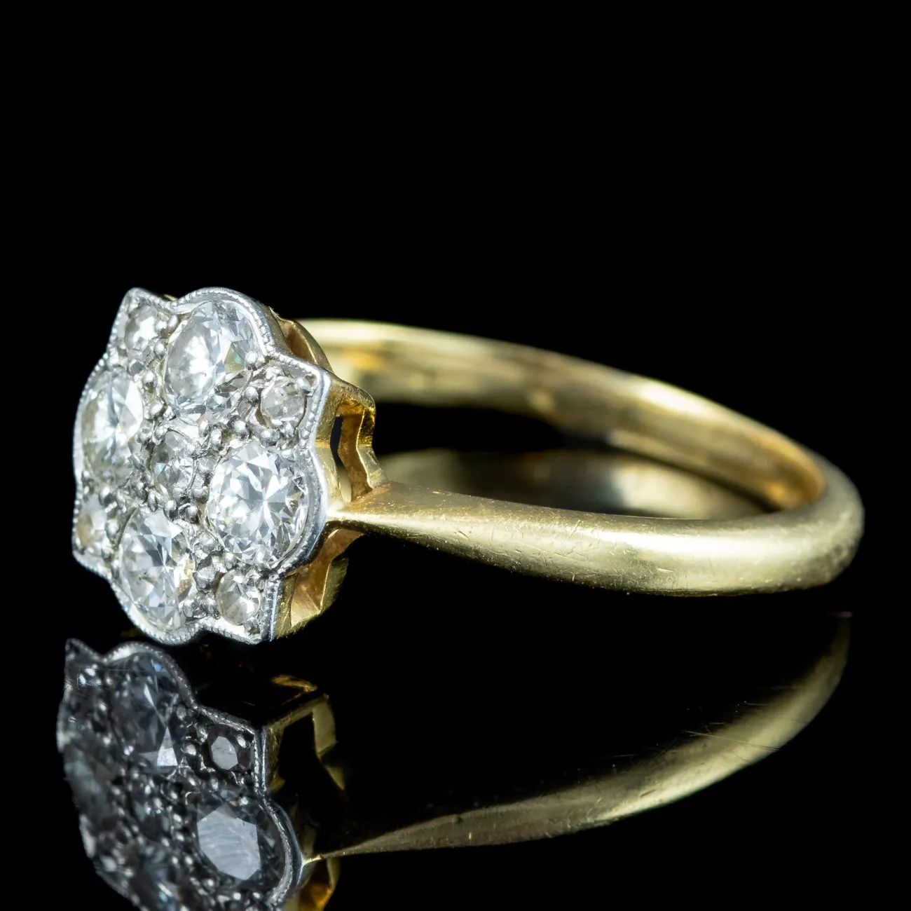 Antique Edwardian Diamond Cluster Ring 0.50ct Of Diamond