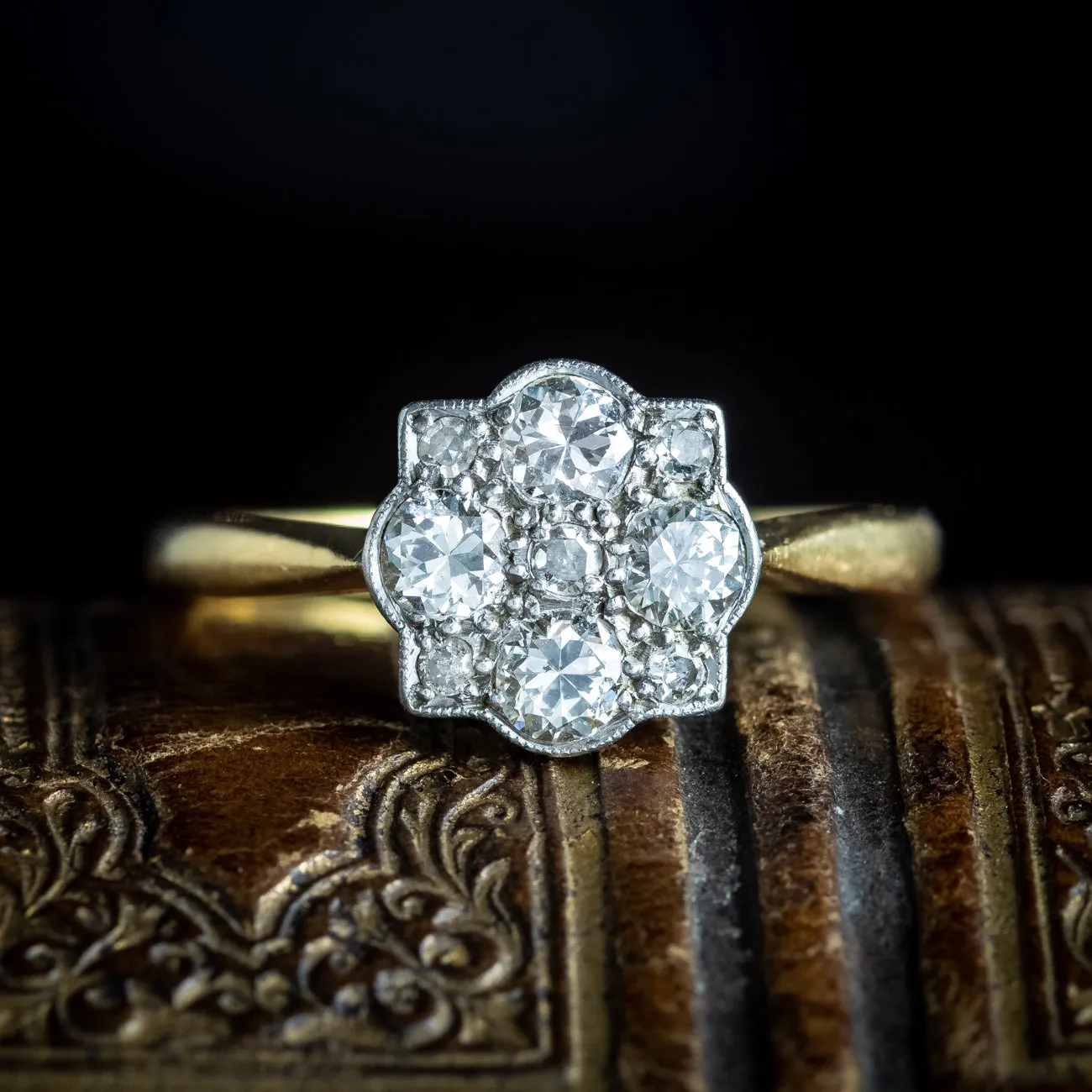 Antique Edwardian Diamond Cluster Ring 0.50ct Of Diamond
