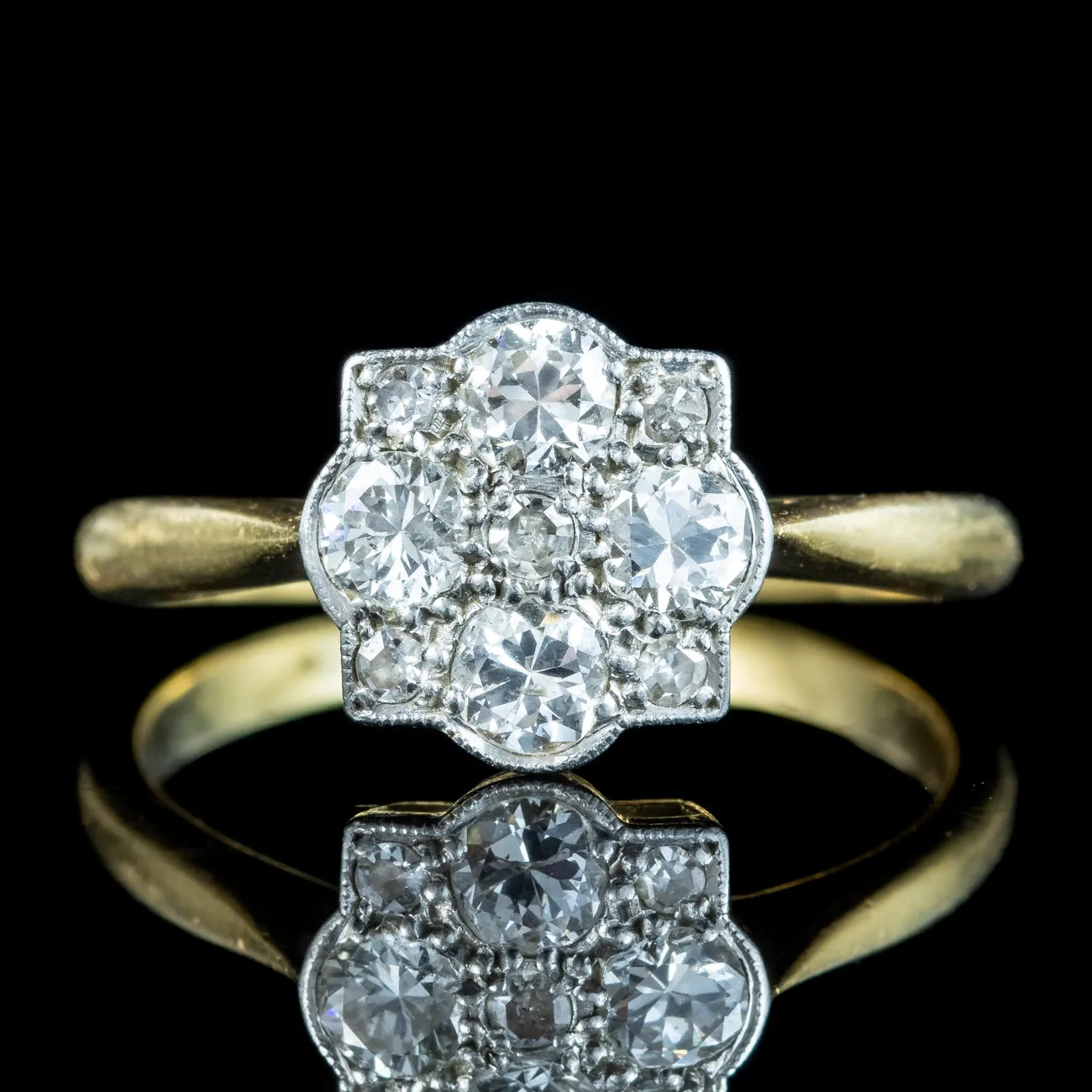 Antique Edwardian Diamond Cluster Ring 0.50ct Of Diamond