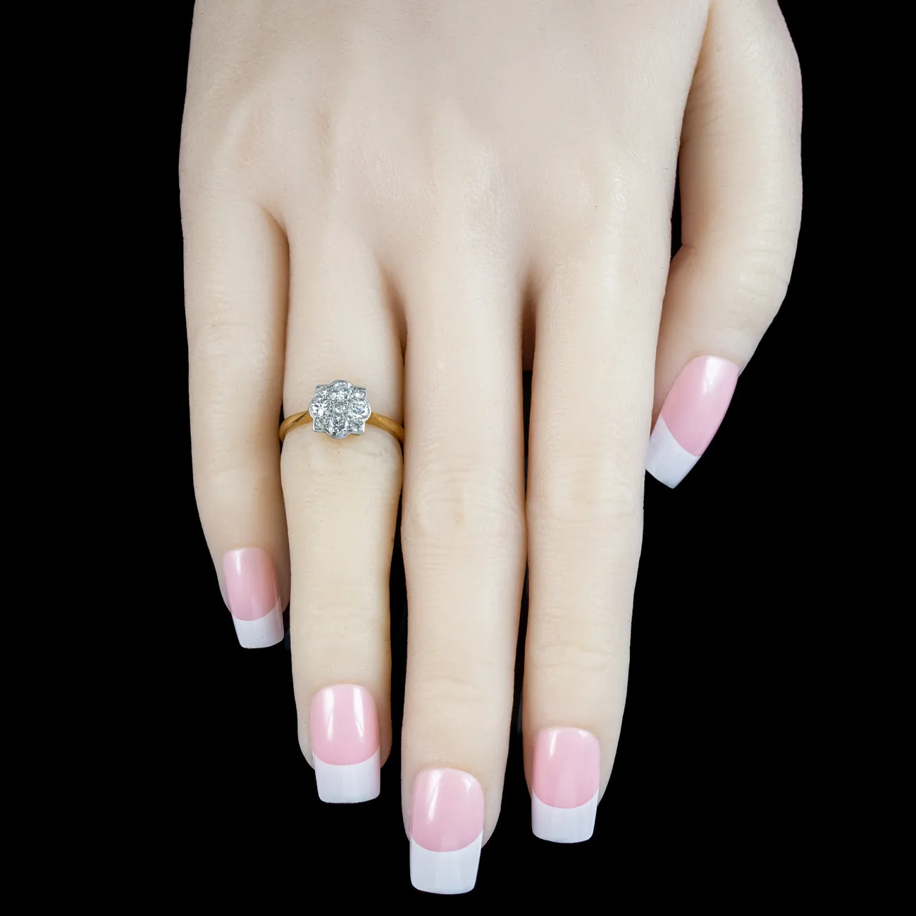 Antique Edwardian Diamond Cluster Ring 0.50ct Of Diamond