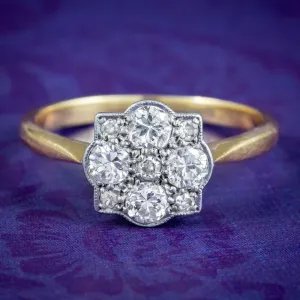 Antique Edwardian Diamond Cluster Ring 0.50ct Of Diamond