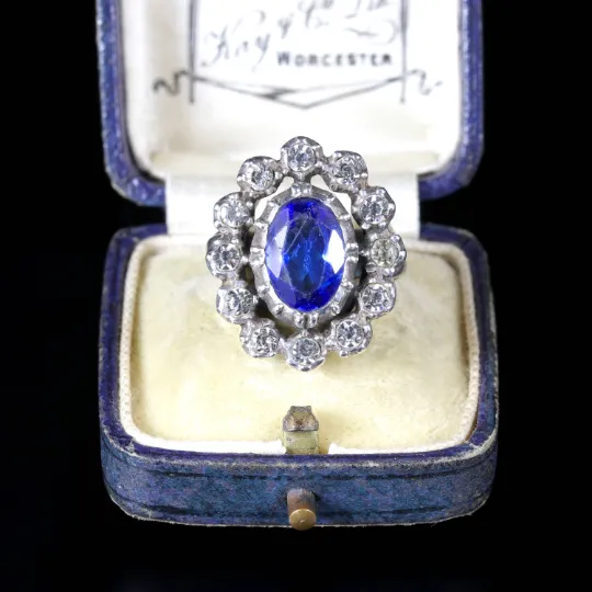 Antique Georigan Blue White Paste Ring Silver Circa 1800