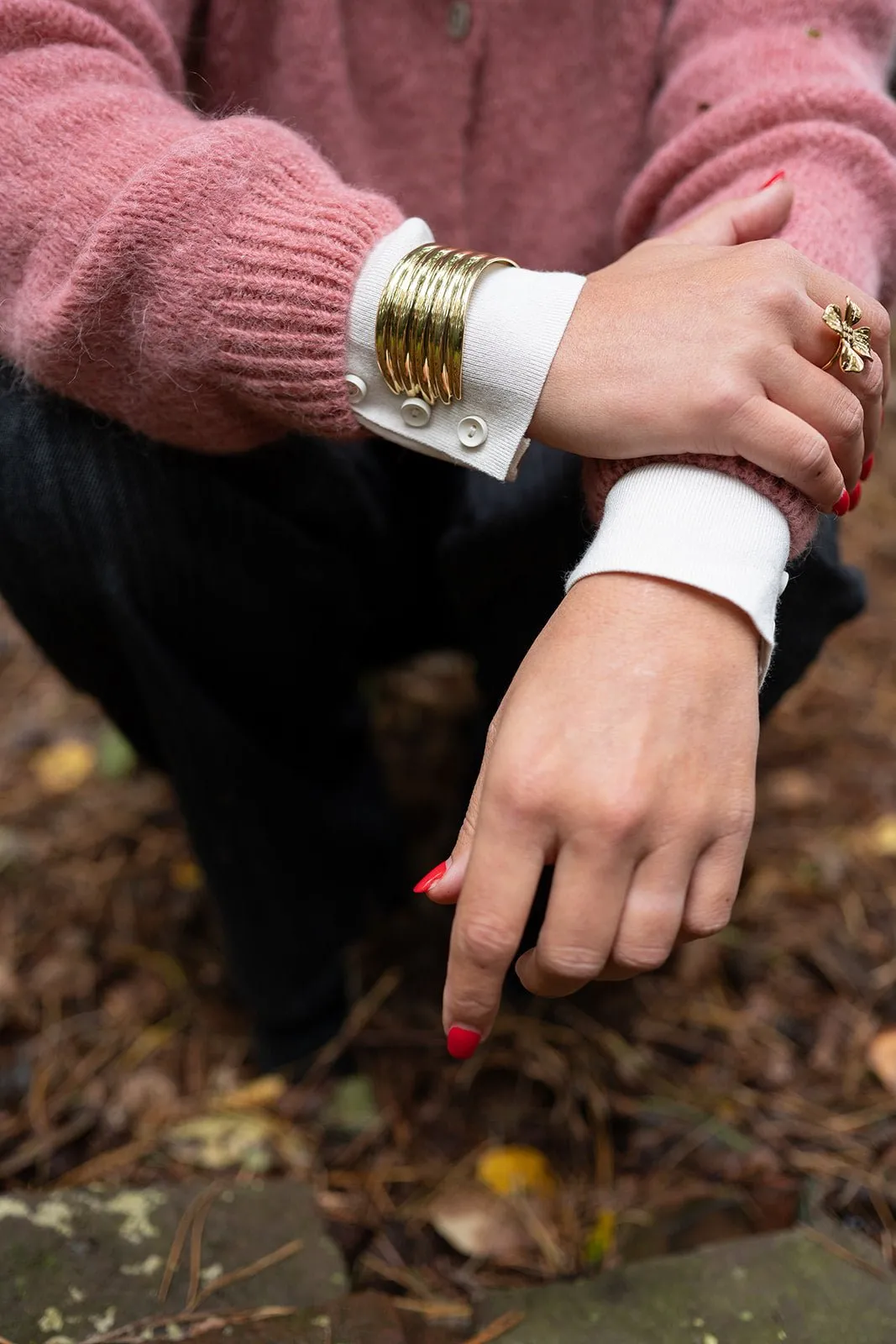 Armband - Cuff Lonia - 5 stacked wavy rings
