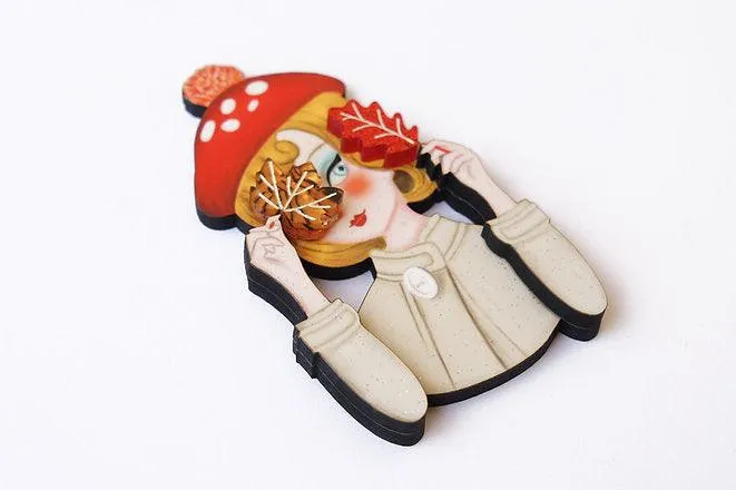Autumn girl brooch by Laliblue