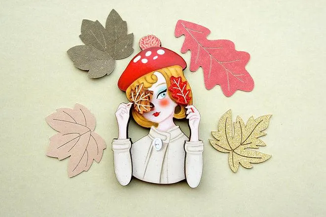 Autumn girl brooch by Laliblue