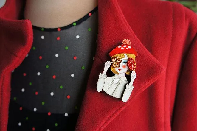 Autumn girl brooch by Laliblue
